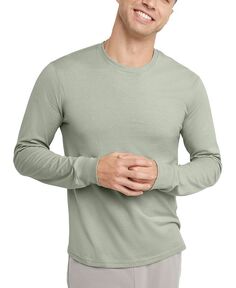 Мужская футболка Originals из хлопка с длинным рукавом Hanes, цвет Equilibrium Green