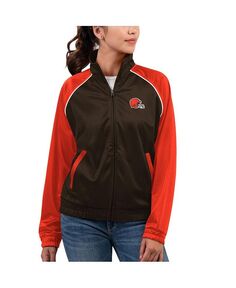 Женская коричневая спортивная куртка «летучая мышь» с молнией во всю длину Cleveland Browns Showup Fashion G-III 4Her by Carl Banks, коричневый