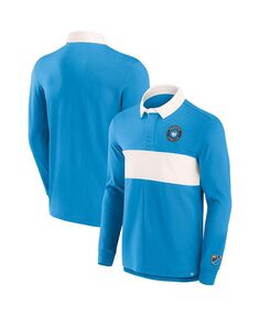 Мужская синяя рубашка-поло с длинным рукавом с фирменным логотипом Charlotte FC Penalty Kick Fanatics, синий