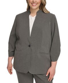 Куртка больших размеров в тонкую полоску на одной пуговице Calvin Klein, серый