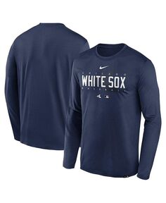 Мужская темно-синяя футболка с длинным рукавом Chicago White Sox Authentic Collection Team Logo Legend Performance Nike, синий
