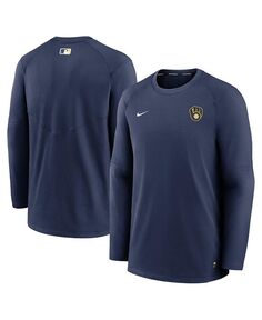 Мужская темно-синяя футболка с длинным рукавом и логотипом Milwaukee Brewers Authentic Collection Performance Nike, синий