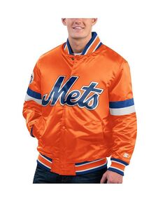 Мужская оранжевая университетская куртка с рваными кнопками New York Mets Home Game из атласа Starter, оранжевый