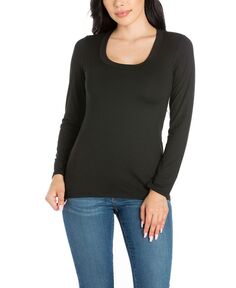 Женская однотонная женская футболка с круглым вырезом 24seven Comfort Apparel, черный