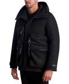 Мужской пух и ампер; Шерстяная куртка в стиле милитари с капюшоном KARL LAGERFELD PARIS, черный