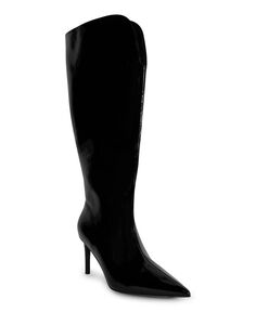 Женское платье Kay с острым носком, очень широкие сапоги до икры — увеличенные размеры 10–14 SMASH Shoes, черный