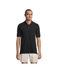 Мужская рубашка-поло с короткими рукавами Comfort-First для мужчин с карманом Lands&apos; End, черный