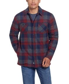 Мужская фланелевая куртка-рубашка на подкладке из шерпы Weatherproof Vintage, цвет Red Dahlia