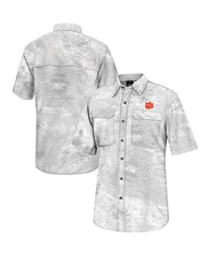 Мужская белая рубашка для рыбалки на всех пуговицах Clemson Tigers Realtree Aspect Charter Colosseum, белый