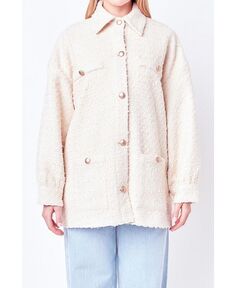 Женская твидовая куртка-рубашка English Factory, слоновая кость/кремовый