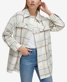 Куртка-рубашка в клетку Petite Calvin Klein Jeans, серый