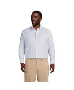 Мужская оксфордская классическая рубашка с традиционным узором без железа Supima Lands&apos; End, цвет Bayshore blue stripe