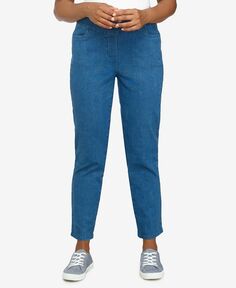 Женские прямые джинсовые брюки Missy Classics со средней посадкой без застежки Alfred Dunner, цвет Medium Denim