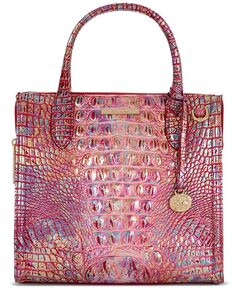 Маленькая кожаная сумка-портфель Caroline Melbourne с тиснением Brahmin, розовый