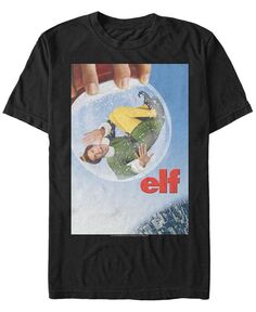 Мужская футболка с короткими рукавами и плакатом Elf Snow Globe Fifth Sun, черный