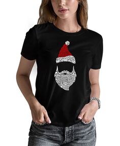 Женская футболка с изображением Санта-Клауса Word Art LA Pop Art, черный