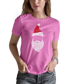 Женская футболка с изображением Санта-Клауса Word Art LA Pop Art, розовый