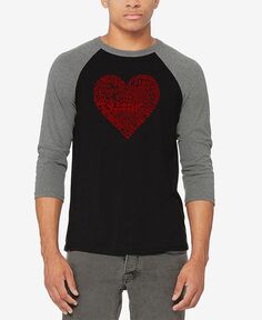 Мужская бейсбольная футболка Love Yourself реглан с надписью Art LA Pop Art, серебро