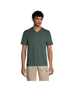 Мужская футболка Super-T с короткими рукавами и v-образным вырезом для высоких мужчин Lands&apos; End, зеленый