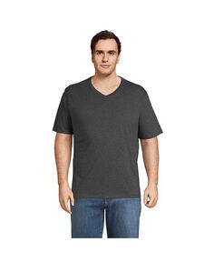 Мужская футболка Big and Tall Super-T с короткими рукавами и v-образным вырезом Lands&apos; End, цвет Dark charcoal heather