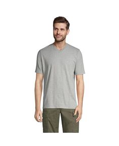 Мужская футболка Super-T с короткими рукавами и v-образным вырезом для высоких мужчин Lands&apos; End, цвет Gray heather