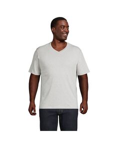 Мужская футболка Super-T с короткими рукавами и v-образным вырезом для высоких мужчин Lands&apos; End, цвет Gray heather