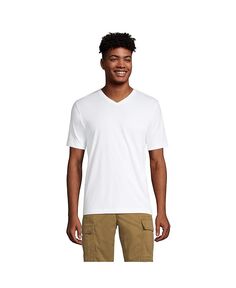 Мужская футболка Super-T с короткими рукавами и v-образным вырезом для высоких мужчин Lands&apos; End, цвет White