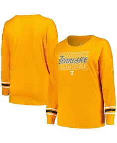 Женская футболка Tennessee Orange Tennessee Volunteers размера плюс с тройным шрифтом и круглым вырезом, длинными рукавами Profile, оранжевый