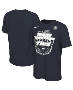 Мужская и женская футболка темно-синего цвета UConn Huskies 2023 NCAA для мужского баскетбольного турнира «Мартовское безумие», «Финал четырех», футболка региональных чемпионов в раздевалке Nike, синий