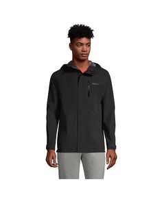 Мужская водонепроницаемая компактная дождевая куртка с капюшоном Lands&apos; End, черный