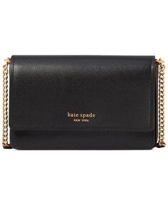 Кошелек Morgan из сафьяновой кожи с цепочкой и клапаном kate spade new york, черный