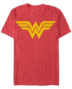 Мужская однотонная футболка с короткими рукавами и логотипом Wonder Woman Fifth Sun, красный