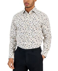 Мужская классическая рубашка узкого кроя с цветочным принтом Bar III, цвет White Tan