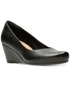 Коллекция женских туфель на танкетке Flores Tulip Clarks, цвет Black Leather