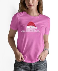 Женская футболка с короткими рукавами и надписью «Рождественская выглядывающая собака» LA Pop Art, розовый