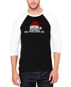 Мужская бейсбольная футболка с надписью «Рождественская выглядывающая собака» реглан LA Pop Art, черный