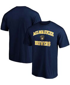 Мужская темно-синяя футболка с логотипом Milwaukee Brewers Heart and Soul Fanatics, синий
