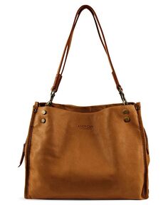 Женская сумка-саквояж Lenox с тройным входом American Leather Co., тан/бежевый