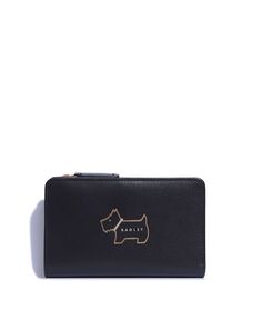 Женский кожаный кошелек двойного сложения Heritage Dog Outline среднего размера Radley London, черный