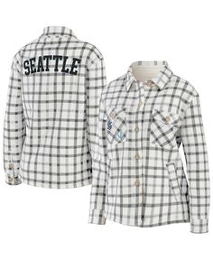 Женская овсяная куртка-рубашка на пуговицах в клетку Seattle Kraken WEAR by Erin Andrews, тан/бежевый