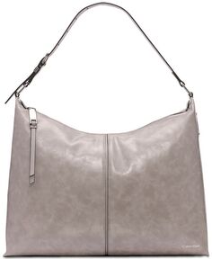Большая сумка на плечо Max Top с молнией и регулируемыми ремнями Calvin Klein, серый