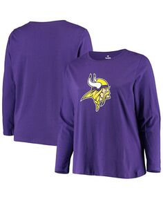 Женская фиолетовая футболка с длинным рукавом с основным логотипом Minnesota Vikings размера плюс Fanatics, фиолетовый