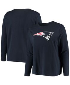 Женская темно-синяя футболка с длинным рукавом с основным логотипом New England Patriots больших размеров Fanatics, синий