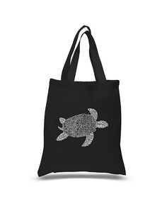 Черепаха — маленькая большая сумка Word Art LA Pop Art, черный