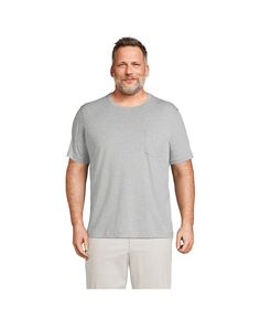 Мужская футболка Supima с коротким рукавом и карманом Lands&apos; End, серый