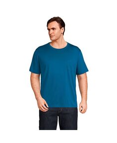 Мужская высокая футболка Supima с короткими рукавами и карманом Lands&apos; End, цвет Baltic teal