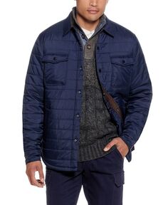 Мужская горизонтальная стеганая куртка-рубашка Weatherproof Vintage, синий