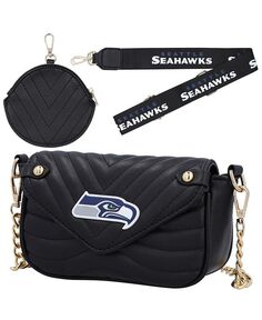 Женская кожаная сумка Seattle Seahawks с ремешком Cuce, черный