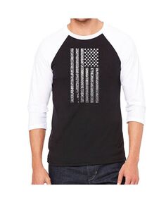 Мужская футболка с надписью реглан и флагом государственного гимна LA Pop Art, черный