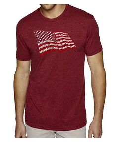 Мужская футболка премиум-класса с надписью «American Wars Tribute Flag» LA Pop Art, красный